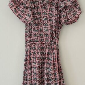 Anna Cate Pink Patterend MAXI Ruffle Dress Size Small